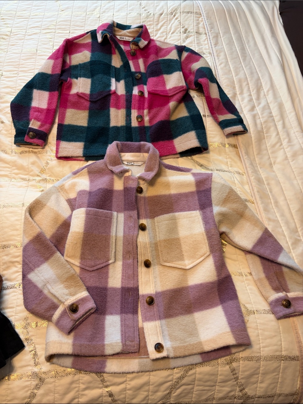 DSG Girls Plaid Shacket Duo in Pink, Teal & Lavender